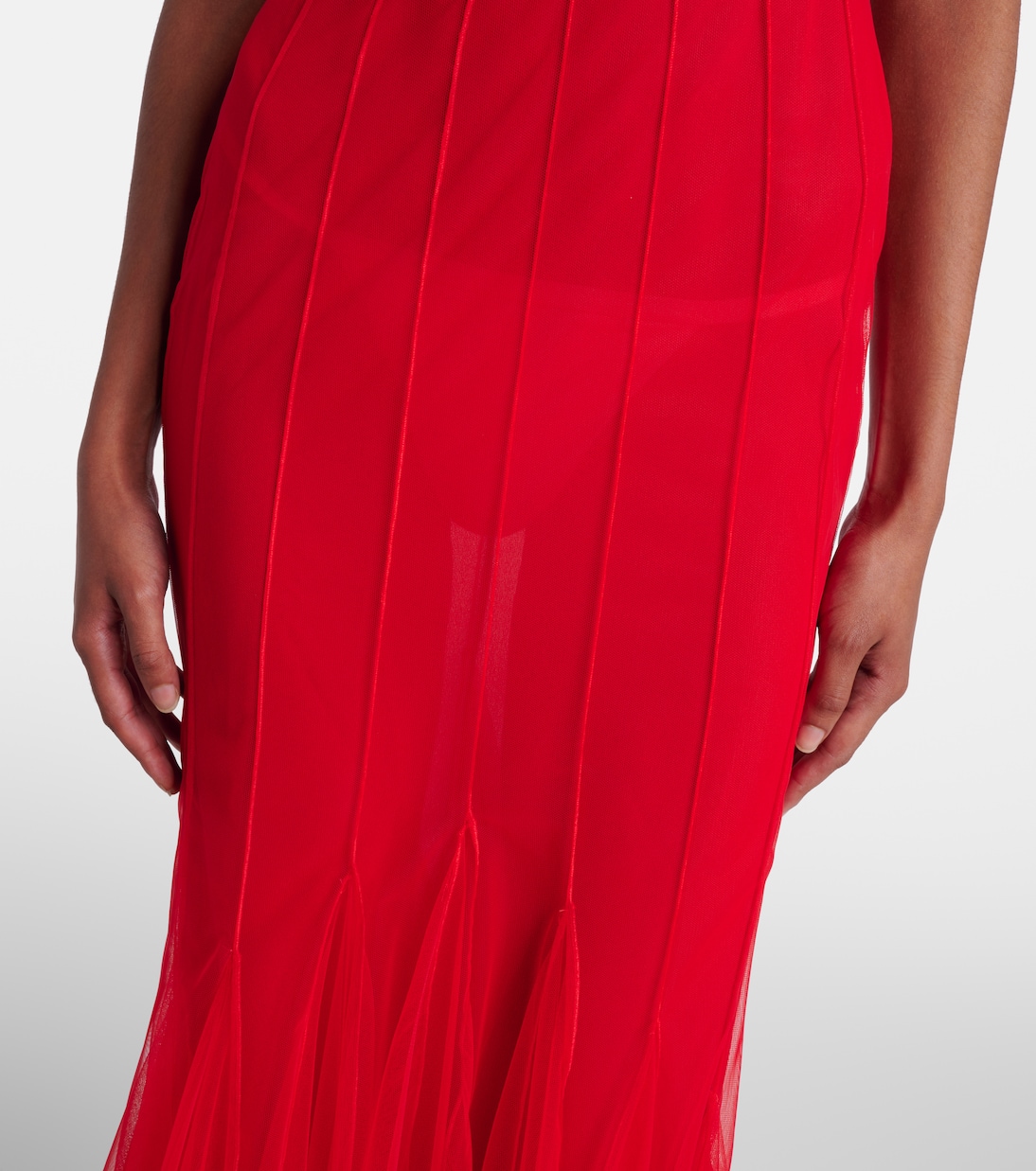 Robe longue en satin et tulle | David Koma