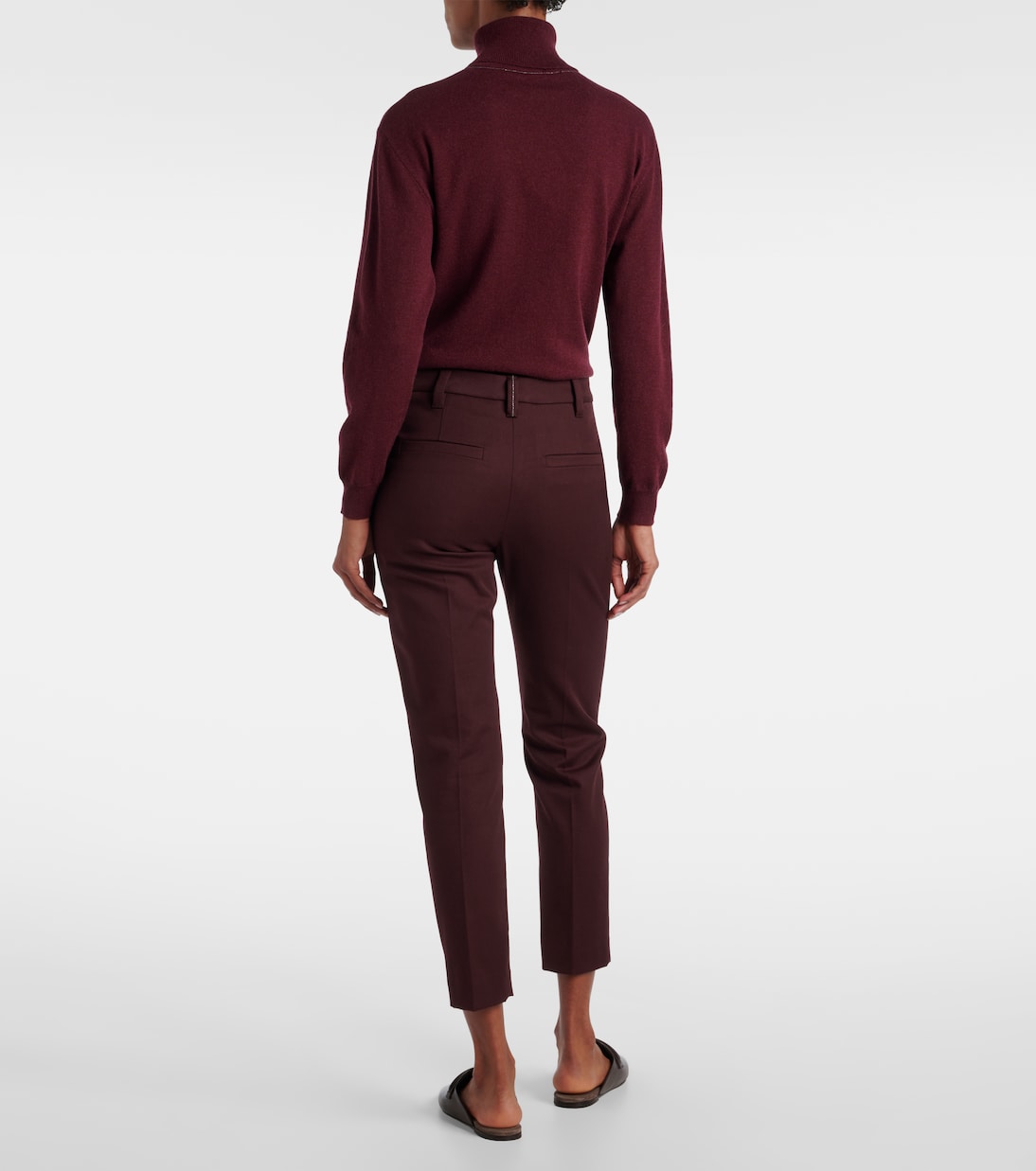 Monili cropped cotton-blend slim pants | Brunello Cucinelli