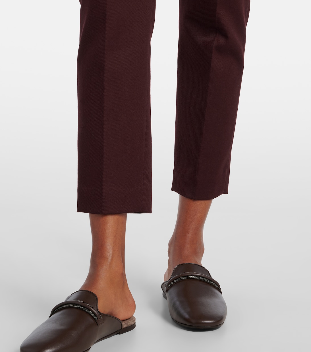 Monili cropped cotton-blend slim pants | Brunello Cucinelli