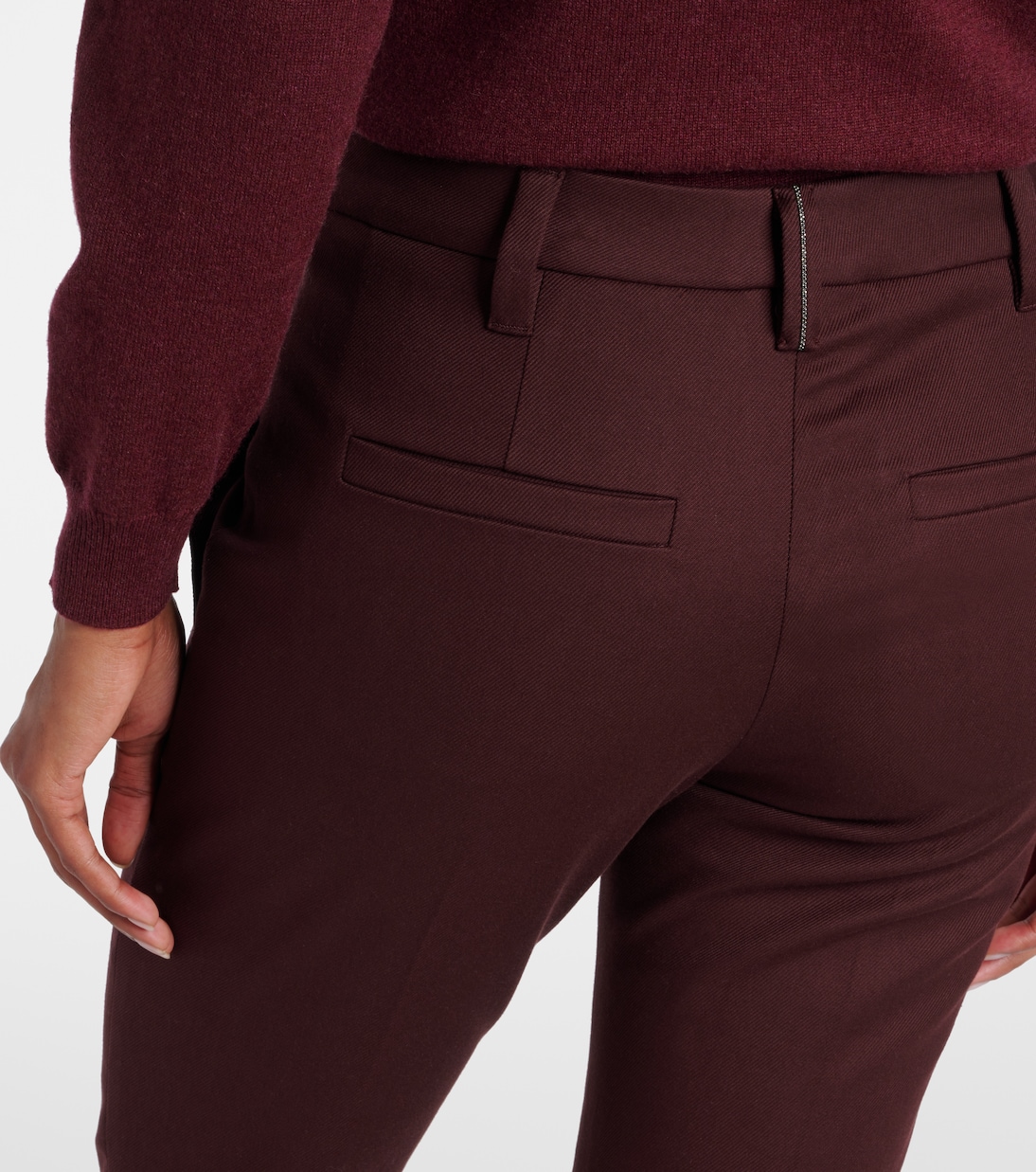 Monili cropped cotton-blend slim pants | Brunello Cucinelli