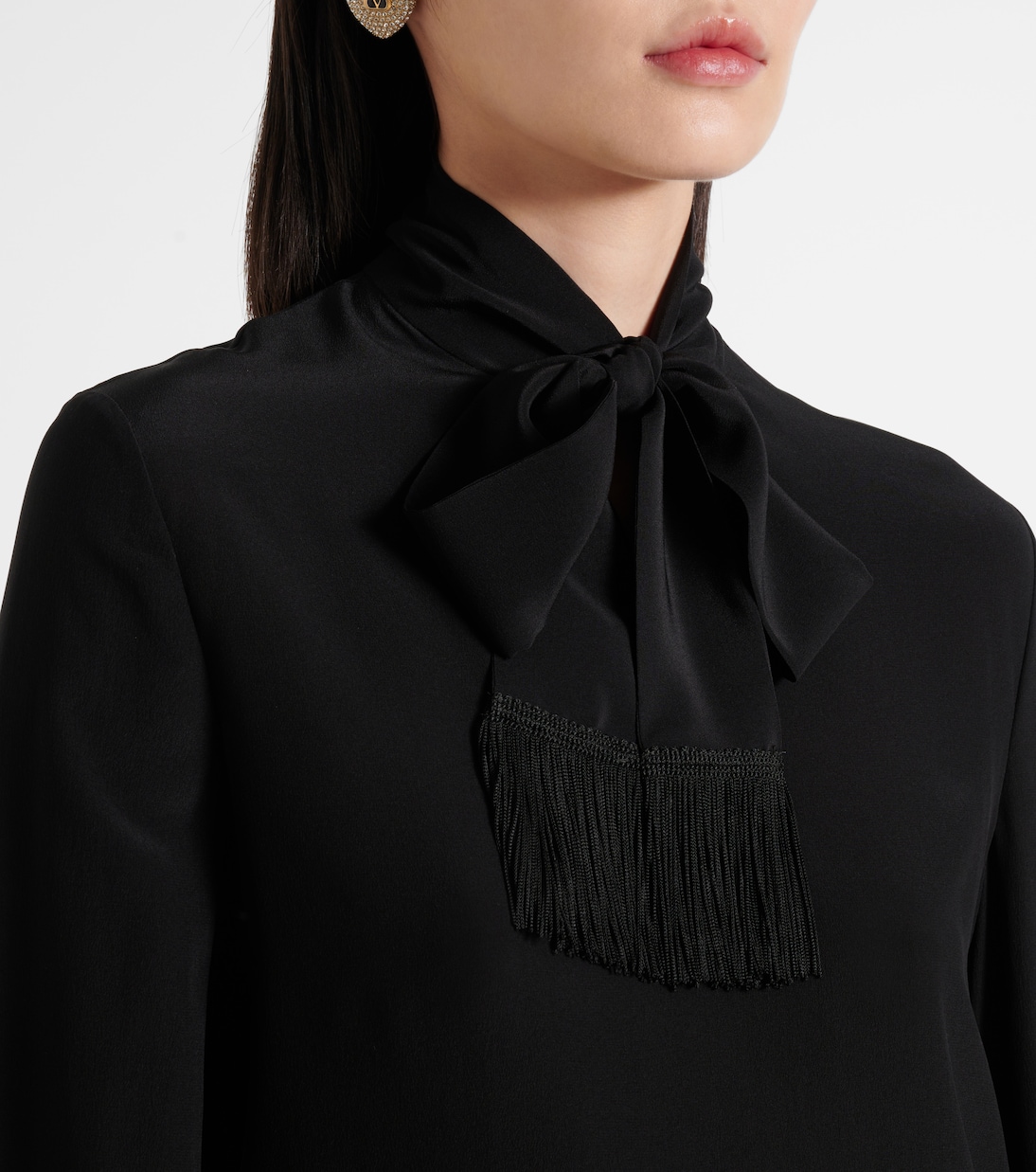 Blusa de crepé de seda con lazada | Valentino