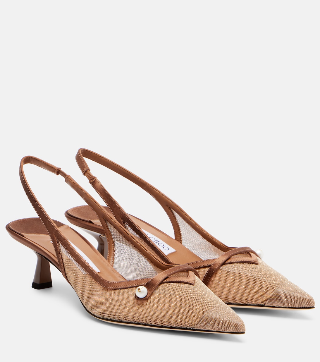 Amita 45 leather-trimmed slingback pumps | Jimmy Choo