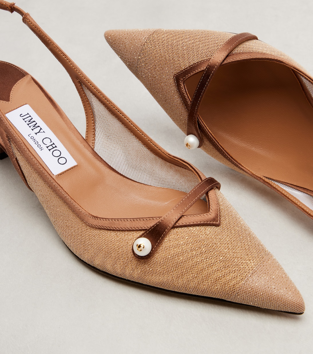 Amita 45 leather-trimmed slingback pumps | Jimmy Choo