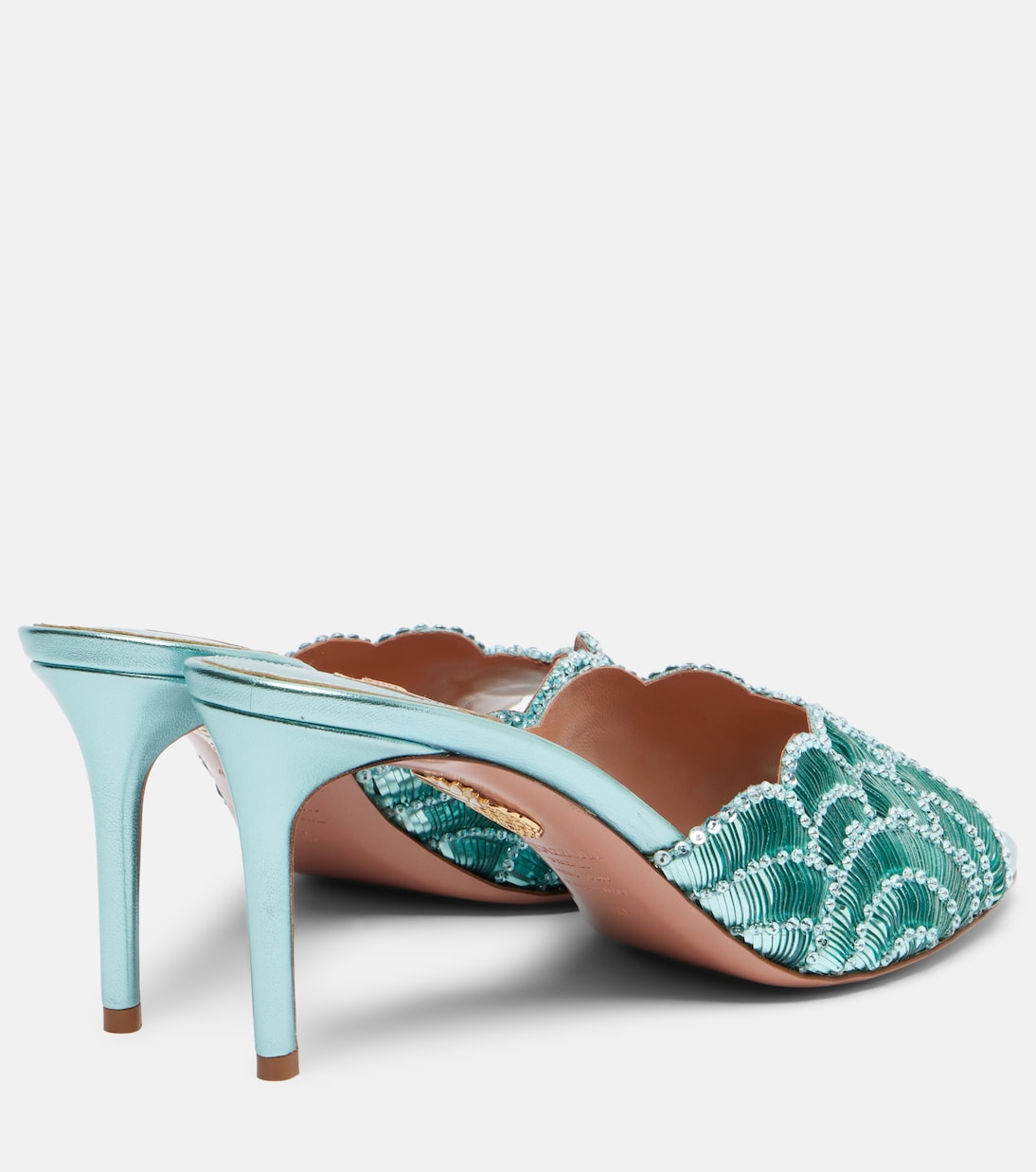 Ce Soir 75 sequined metallic leather mules | Aquazzura