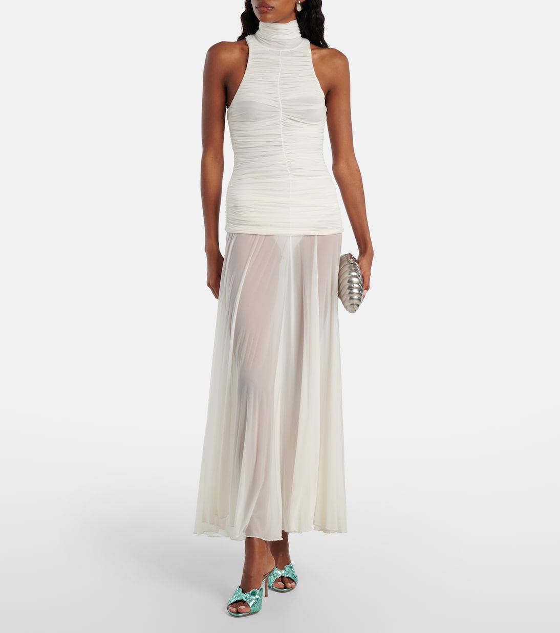 Ce Soir 75 sequined metallic leather mules | Aquazzura