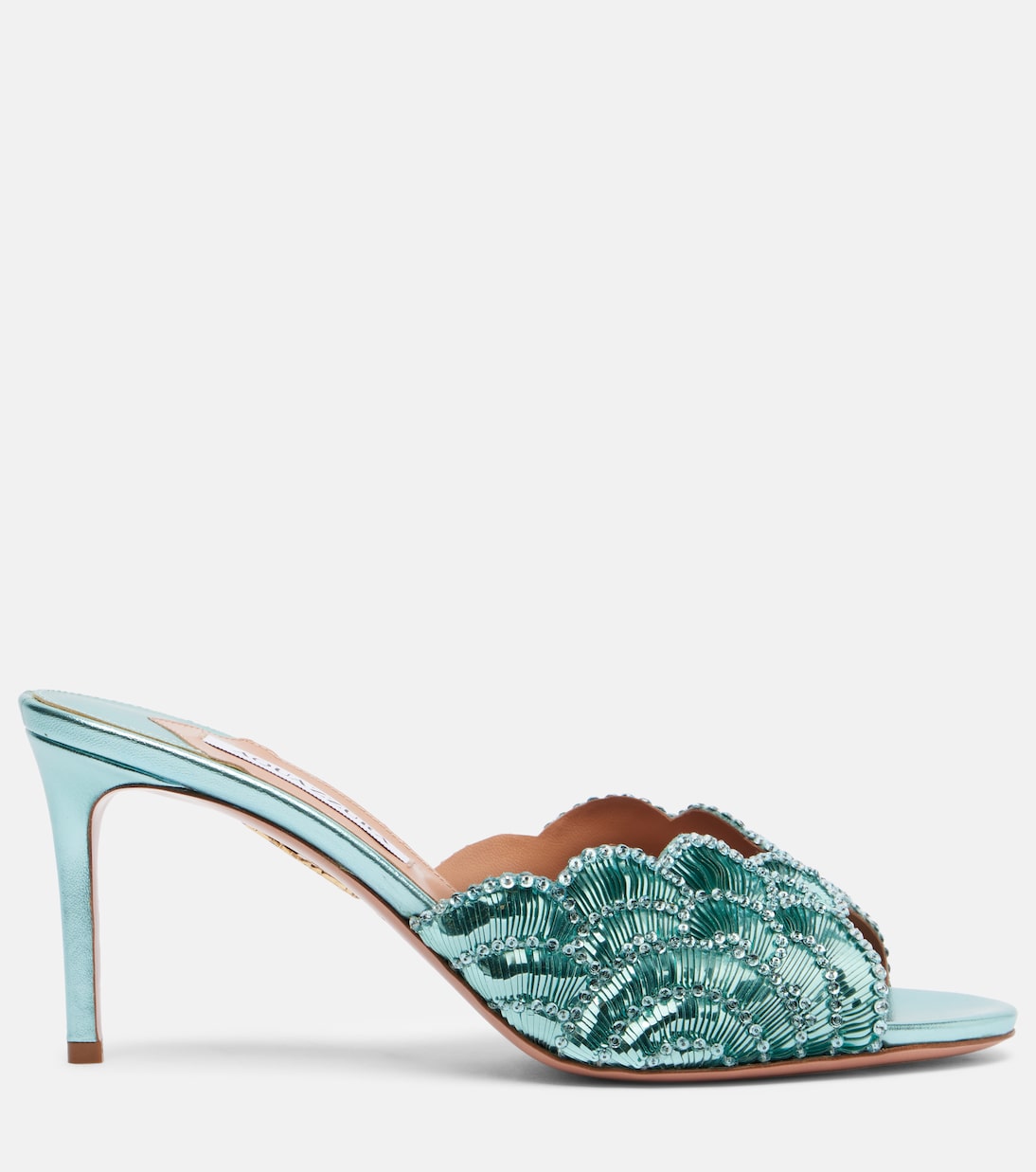 Ce Soir 75 sequined metallic leather mules | Aquazzura