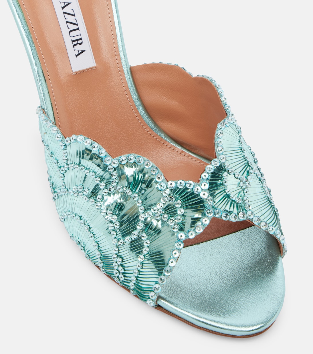 Ce Soir 75 sequined metallic leather mules | Aquazzura