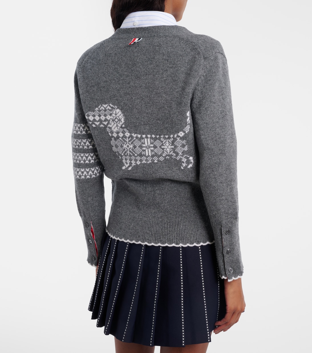 Cardigan 4-Bar en laine vierge intarsia | Thom Browne