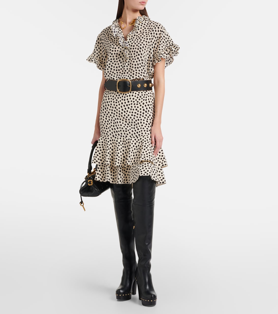Polka-dot tiered silk miniskirt | Chloé