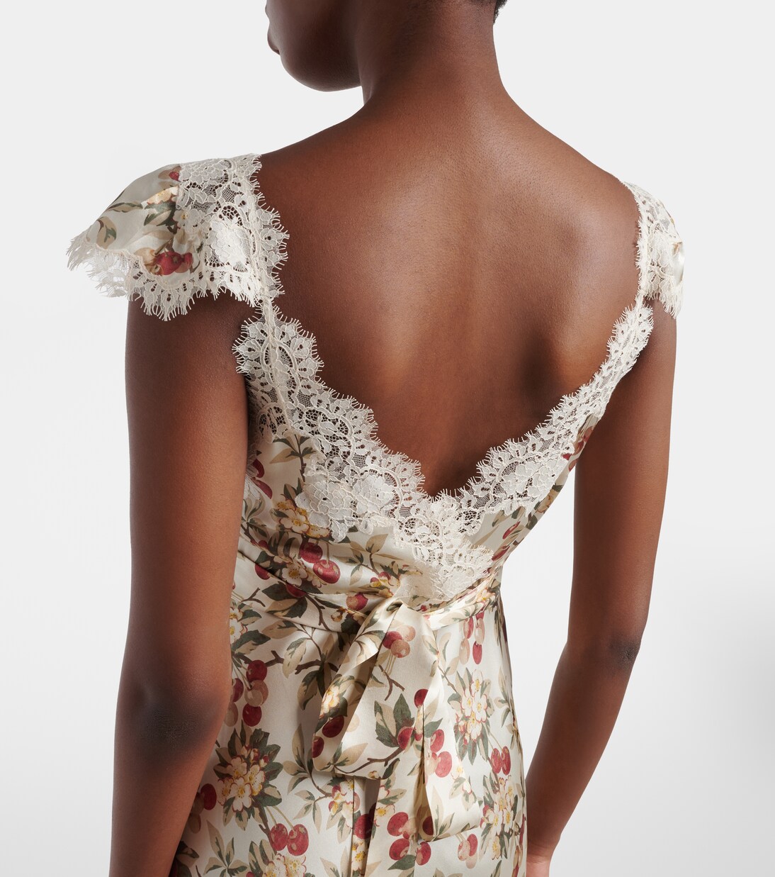 Fiona lace-trimmed silk midi dress | Dôen