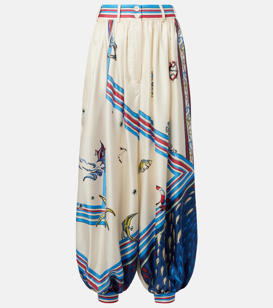 Pantalon ballon pollo imprimé en soie | Alémais
