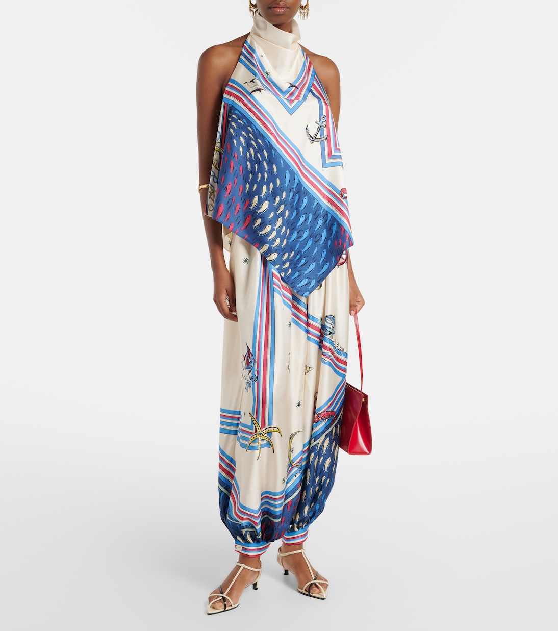 Pantalon ballon pollo imprimé en soie | Alémais