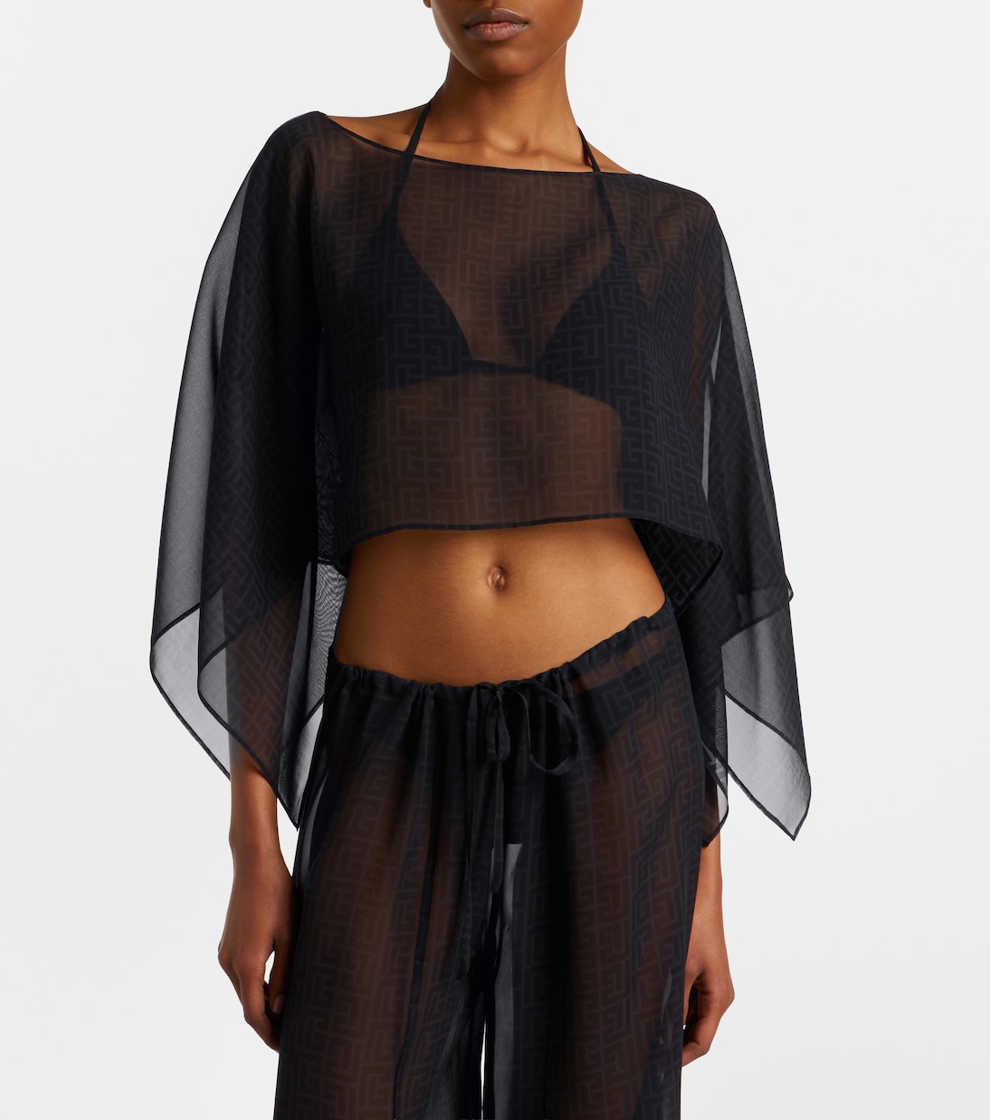 Top court Monogram en soie | Balmain