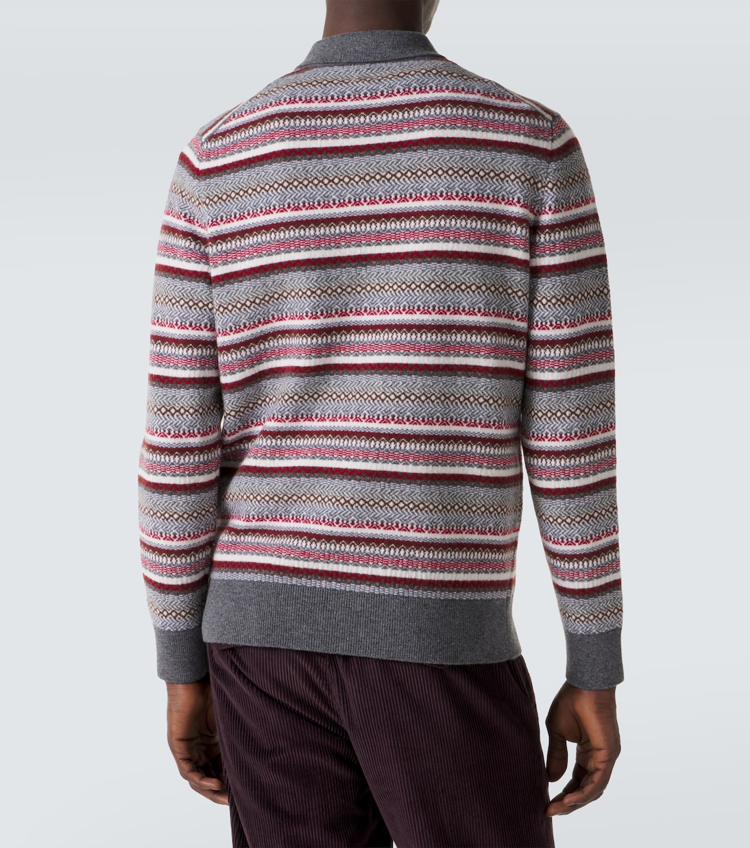 Striped wool jacquard polo sweater | Eleventy
