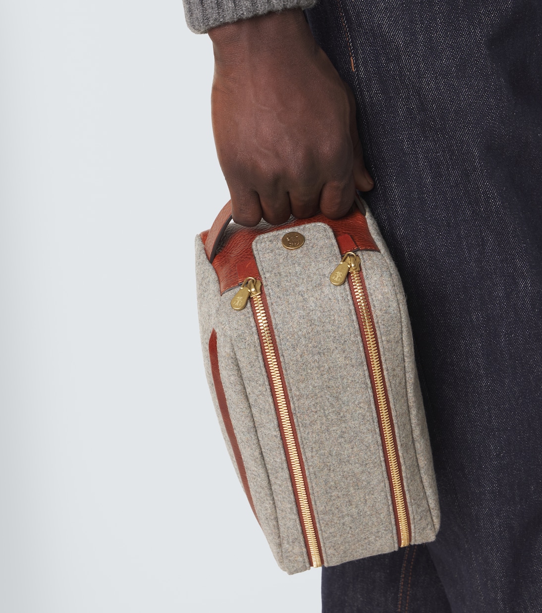 Trousse de toilette bordée de cuir | Brunello Cucinelli