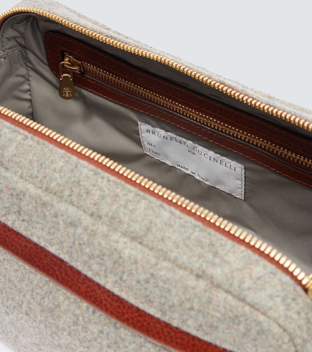 Trousse de toilette bordée de cuir | Brunello Cucinelli