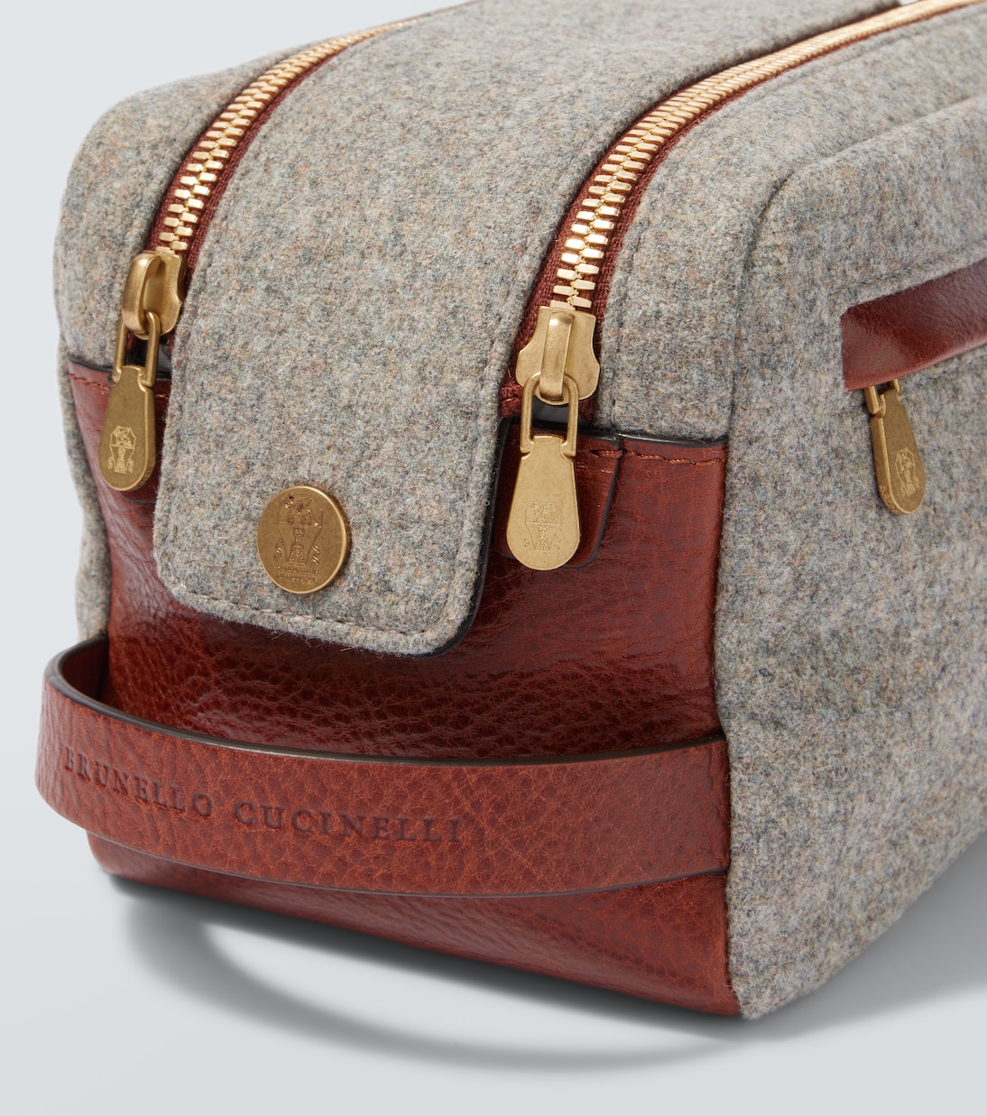 Trousse de toilette bordée de cuir | Brunello Cucinelli