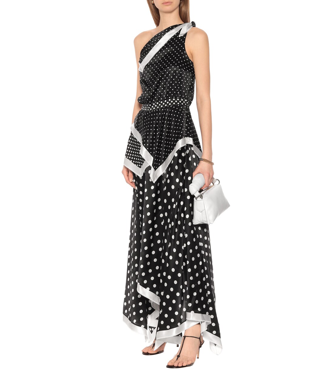 Robe Petrel asymétrique en satin de soie à pois | Altuzarra