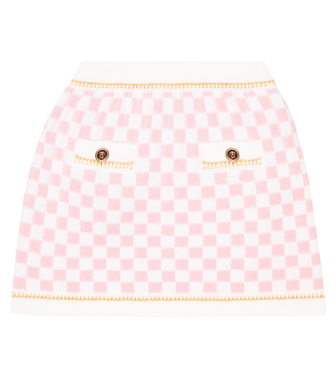 Jupe Medusa en laine à carreaux | Versace Kids