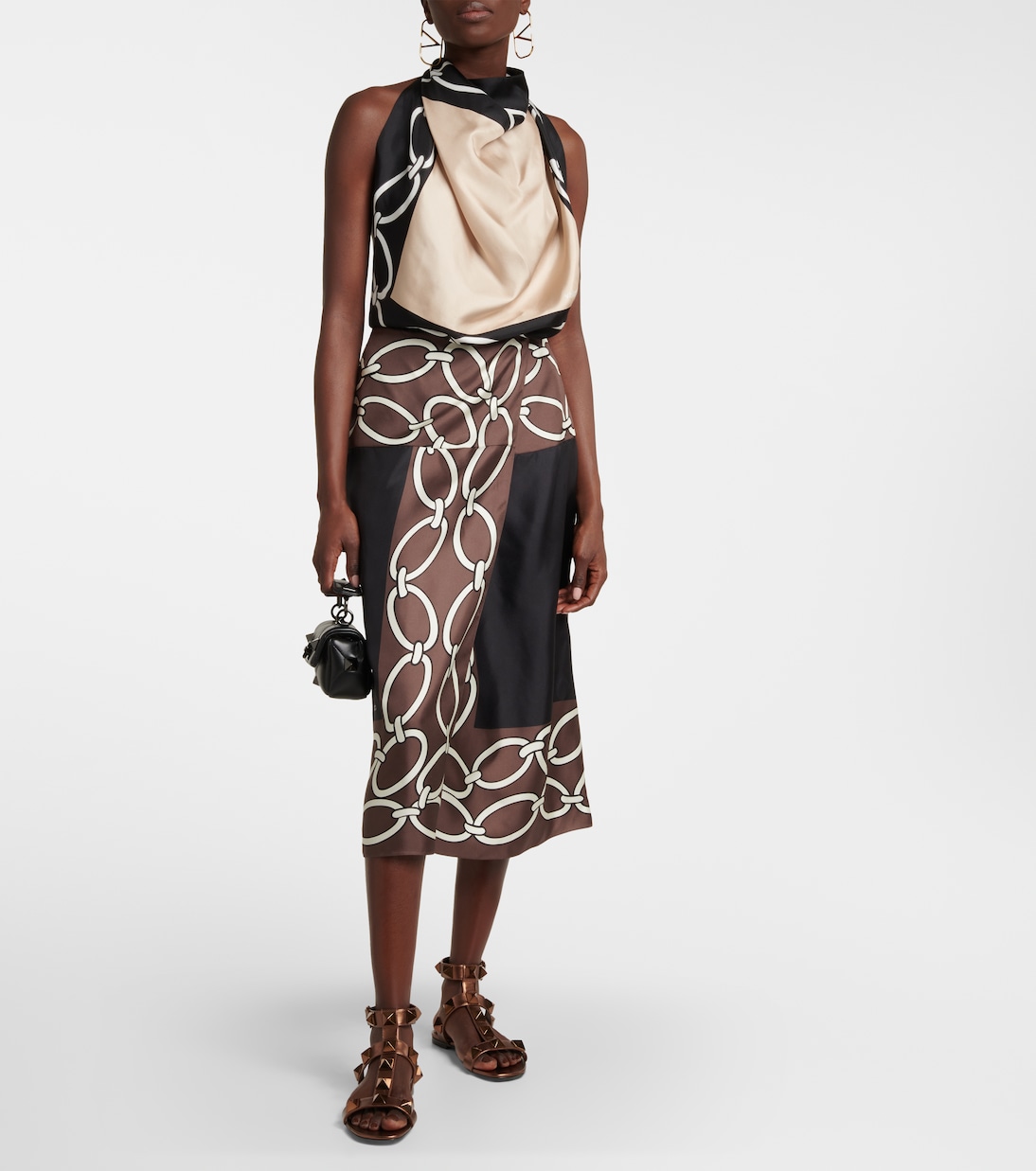 Sandali Roman Stud in pelle metallizzata | Valentino Garavani