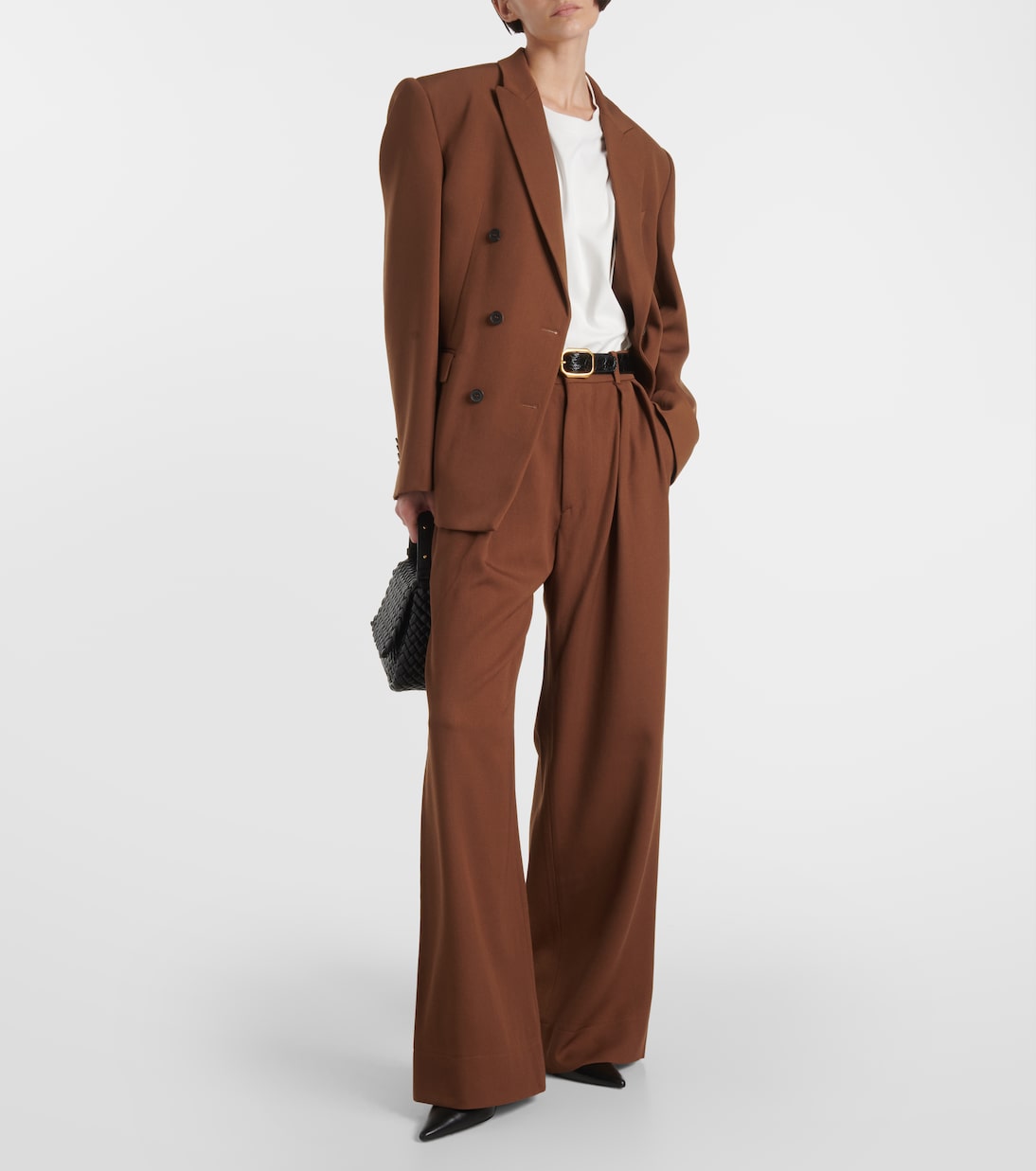 Pantalon ample à taille basse en laine | Wardrobe.NYC