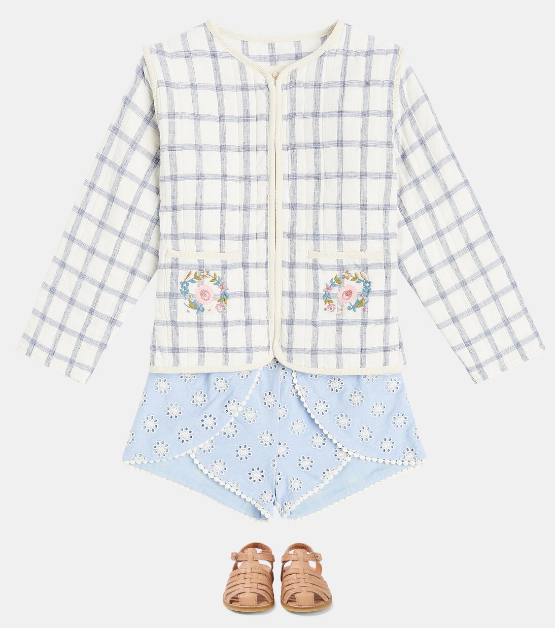 Teliani embroidered checked jacket | Louise Misha