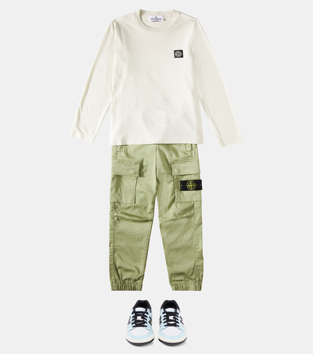 Compass cotton cargo pants | Stone Island Junior