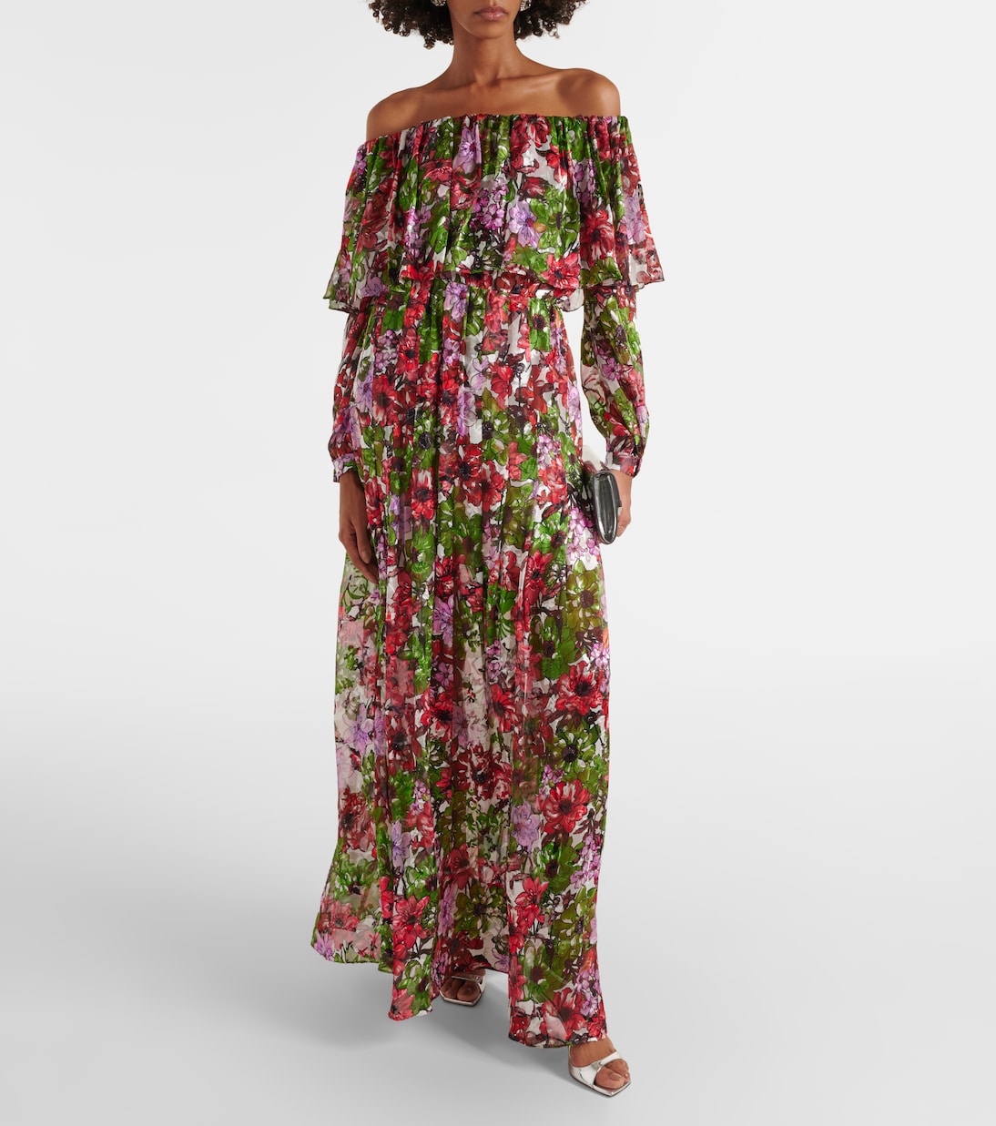 Robe longue Floria en soie mélangée | Costarellos