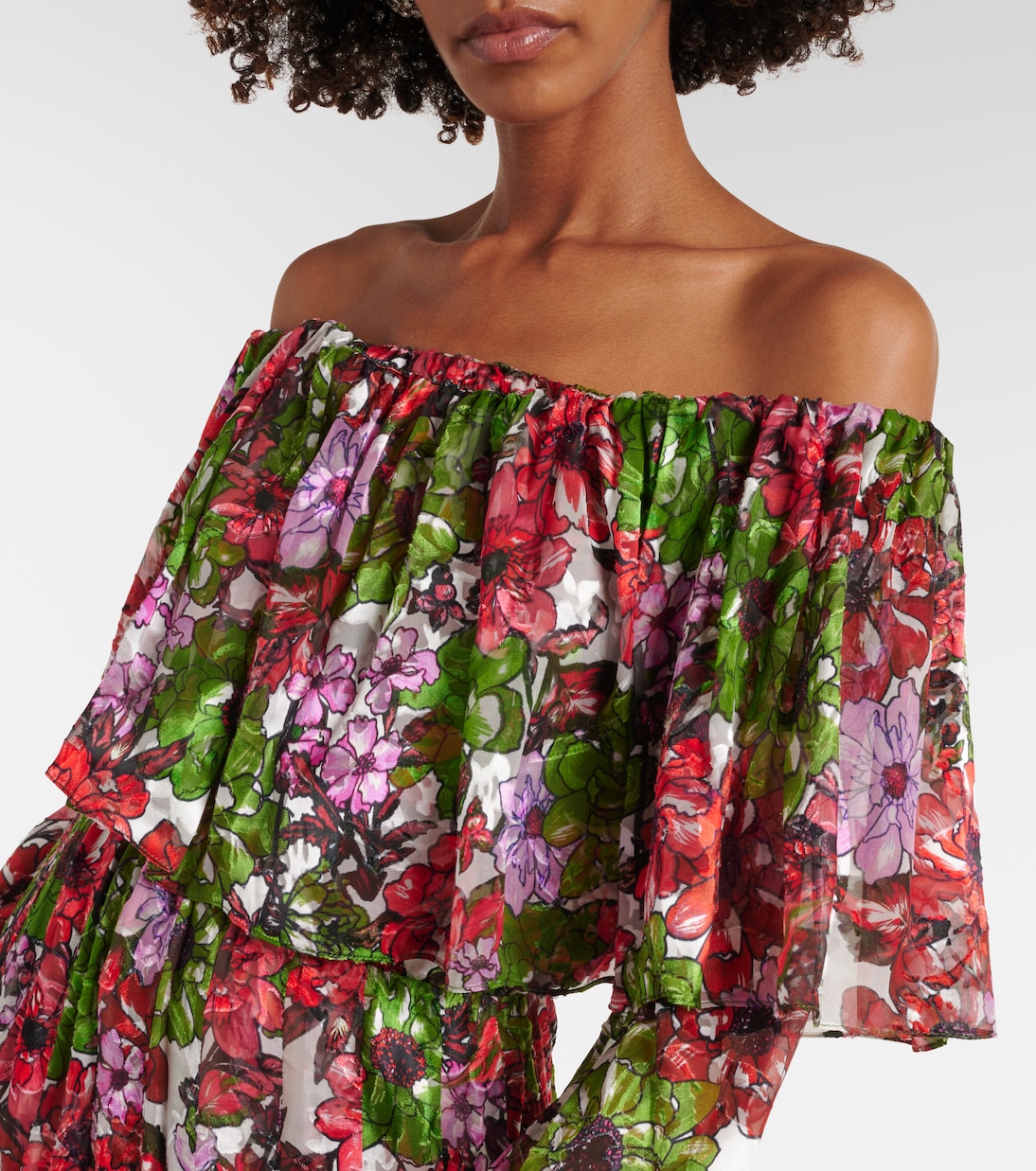 Robe longue Floria en soie mélangée | Costarellos