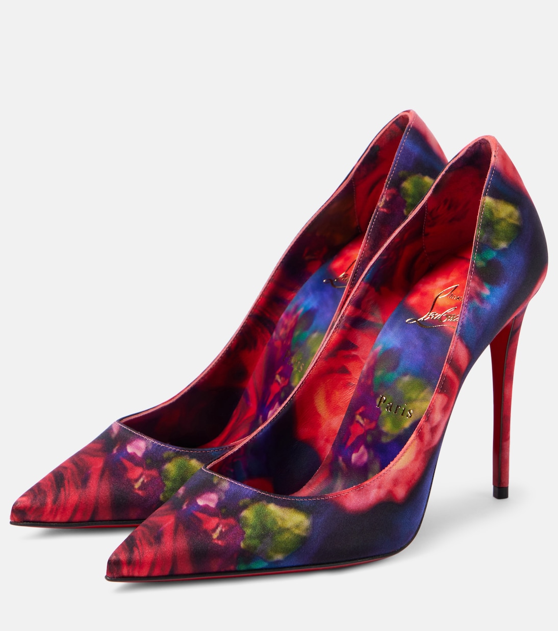 Kate 100 floral satin crêpe pumps | Christian Louboutin