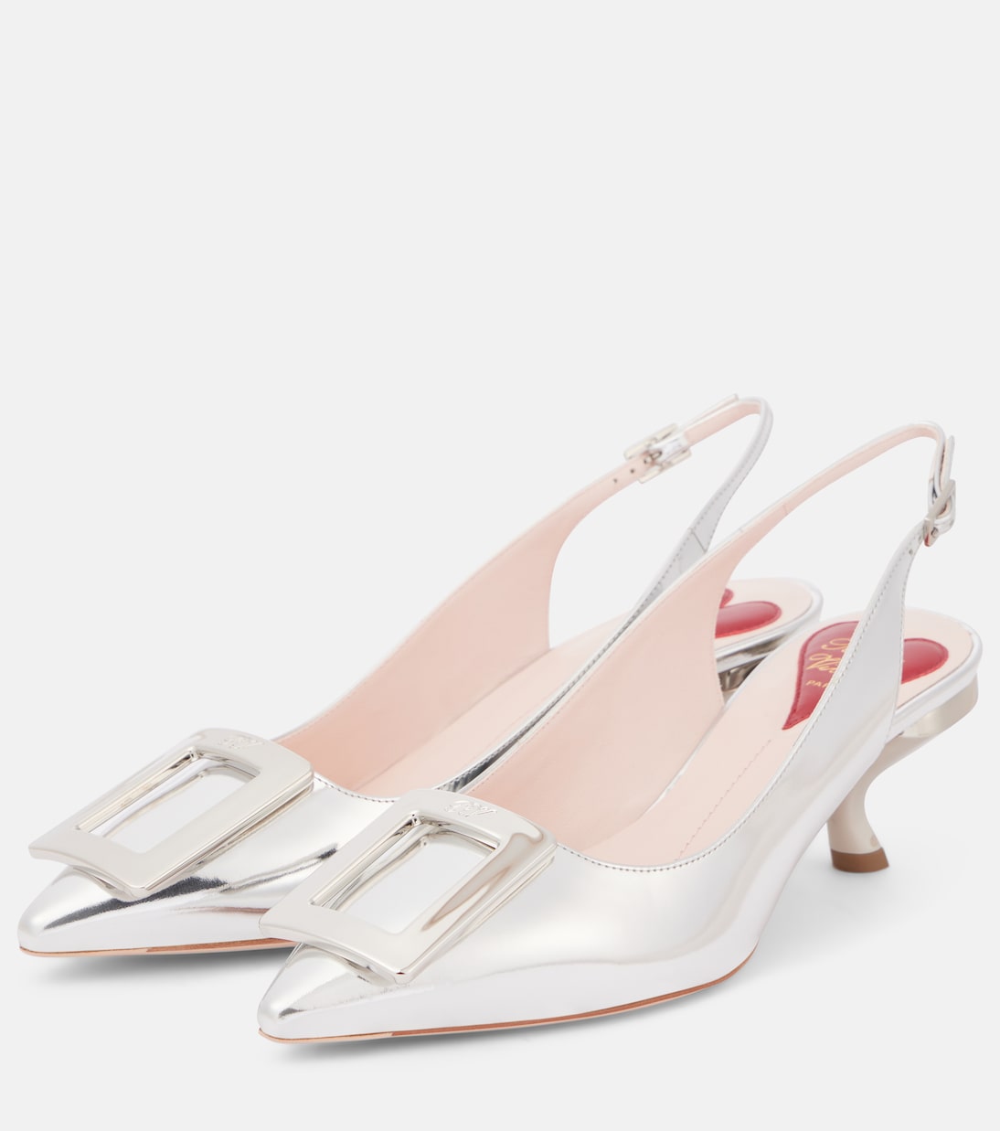 Slingback-Pumps Virgule 55 aus Metallic-Leder | Roger Vivier
