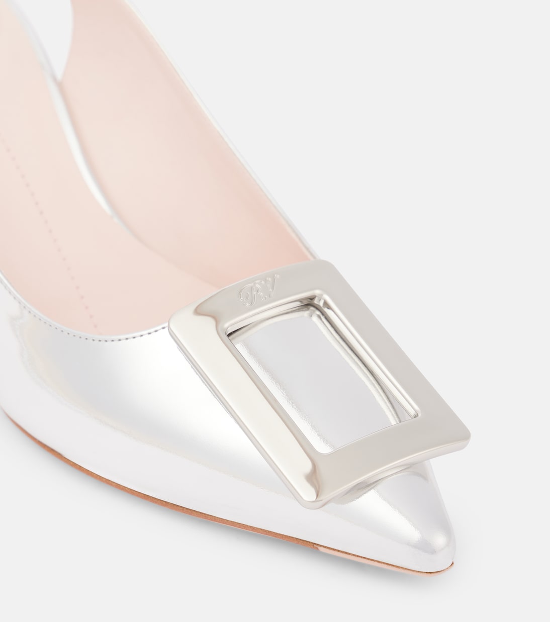 Slingback-Pumps Virgule 55 aus Metallic-Leder | Roger Vivier