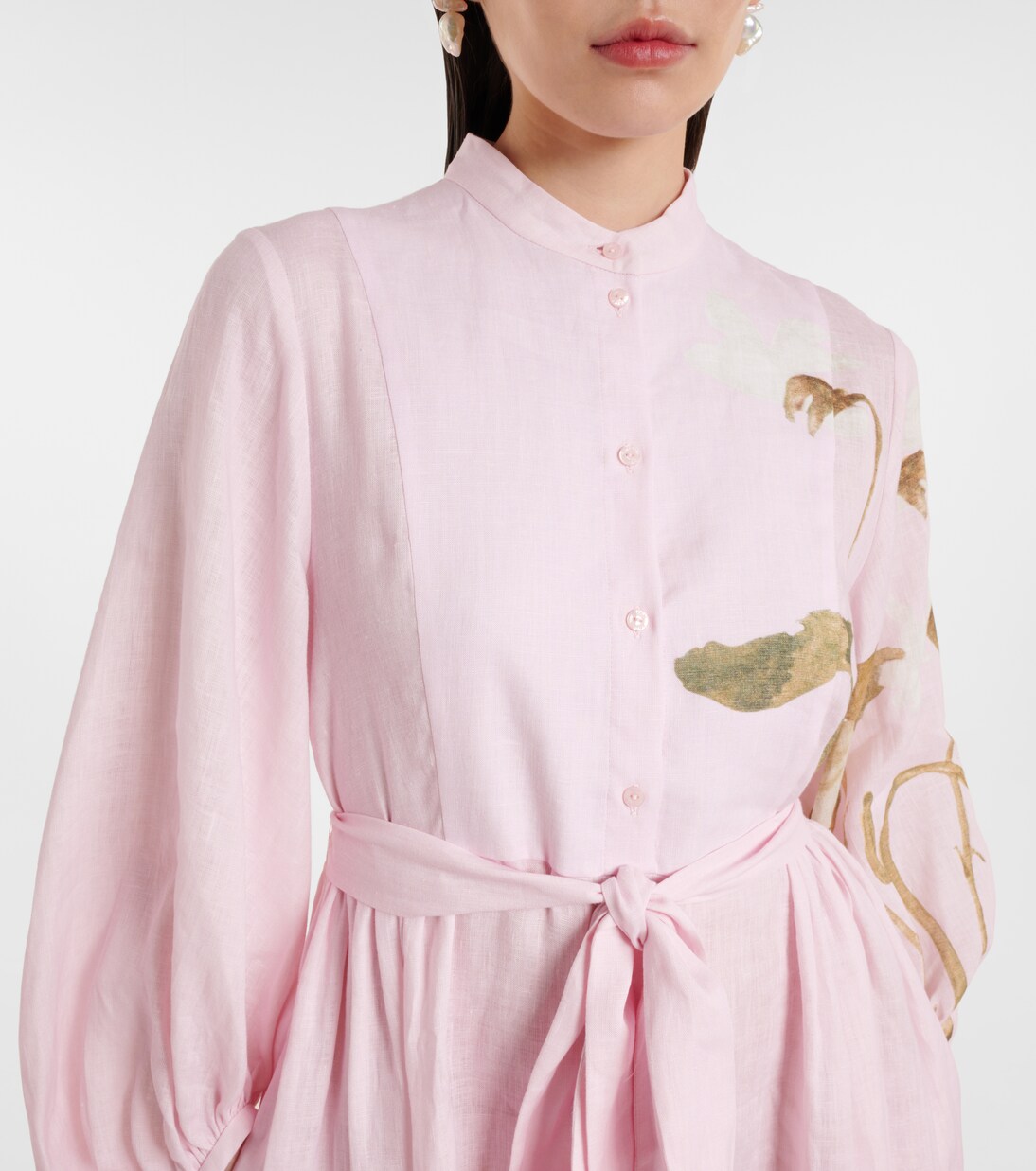 Bedrucktes Midikleid aus Leinen | Erdem