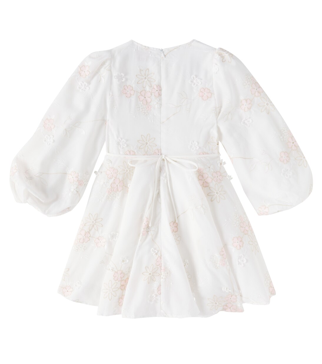 Floral-appliqué puff-sleeve cotton dress | Petite Amalie  