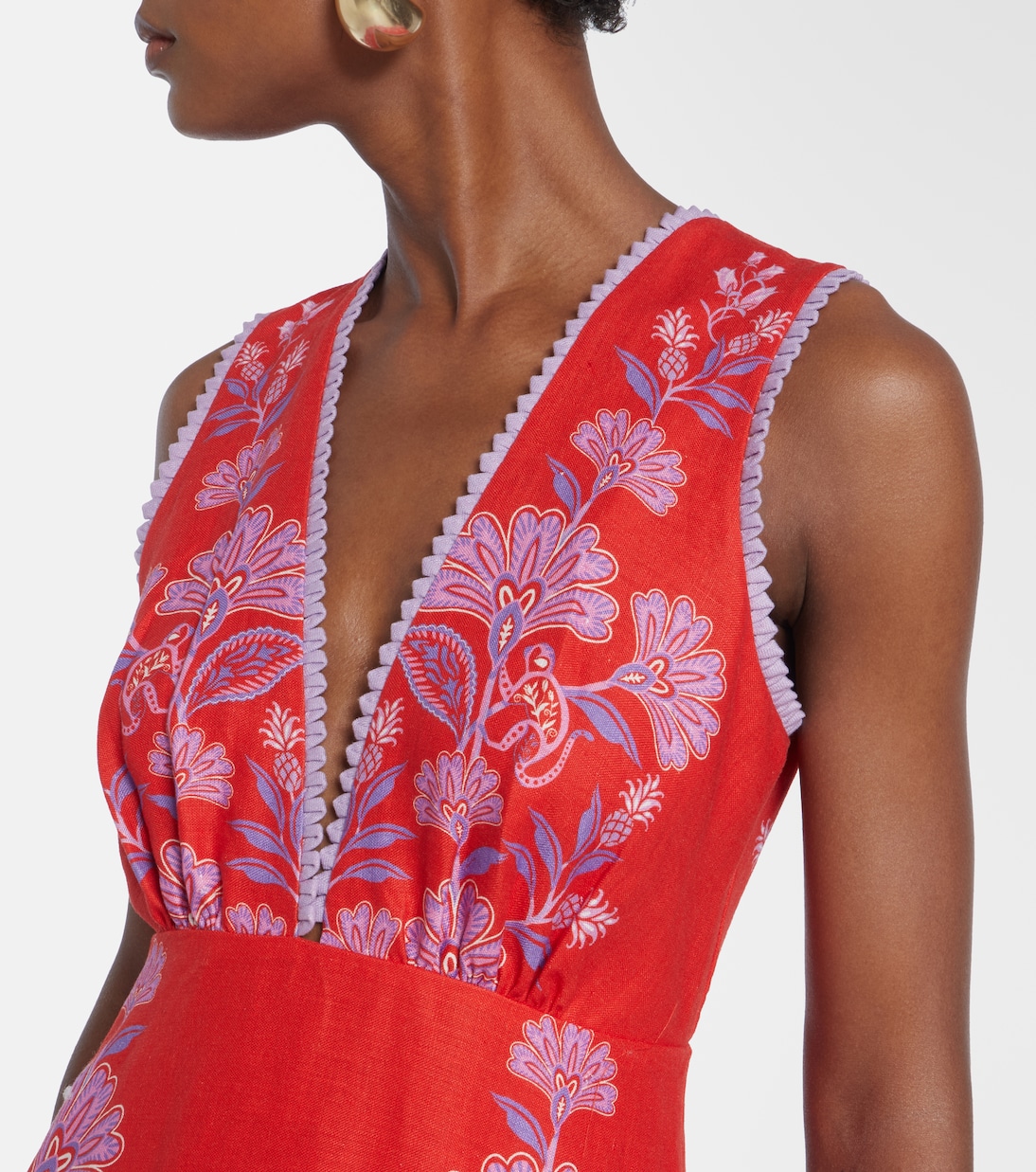 Midikleid Porcelain Garden aus Leinen | Farm Rio