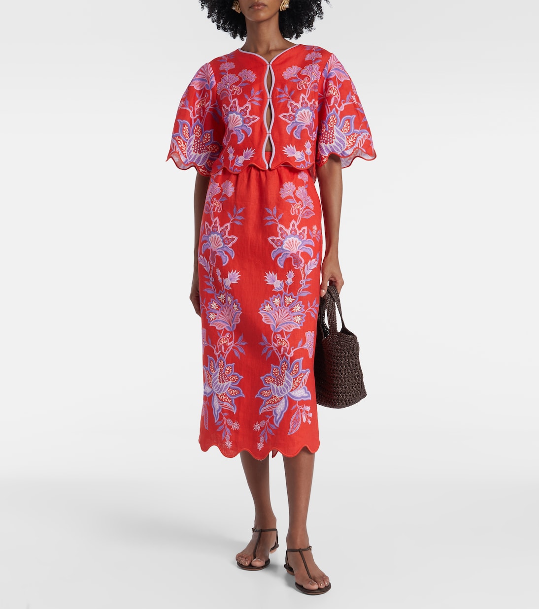 Bedruckte Bluse Porcelain Garden aus Leinen | Farm Rio