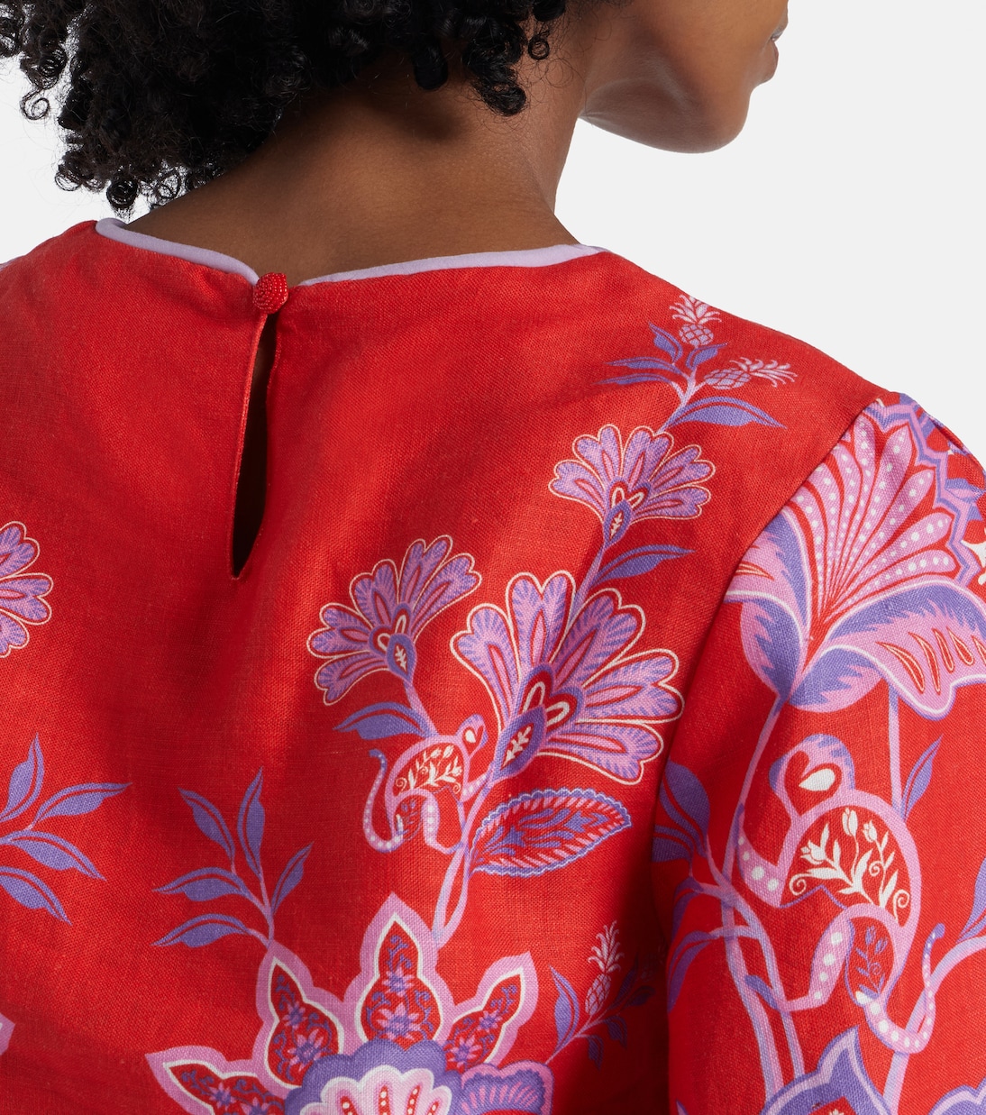 Bedruckte Bluse Porcelain Garden aus Leinen | Farm Rio