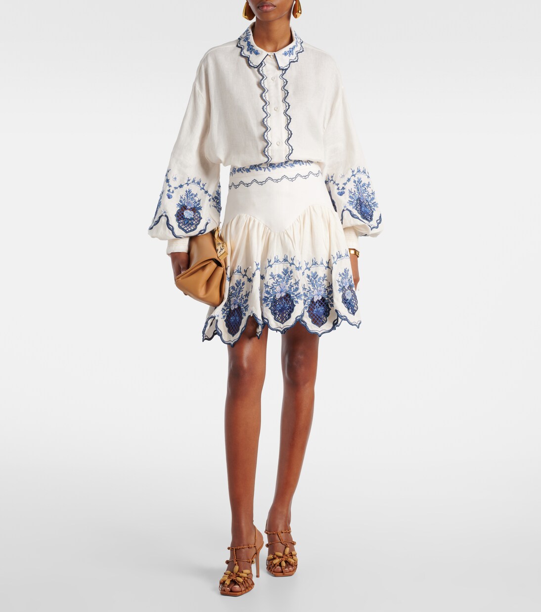 Bestickter Minirock Acai aus Leinen | Agua by Agua Bendita