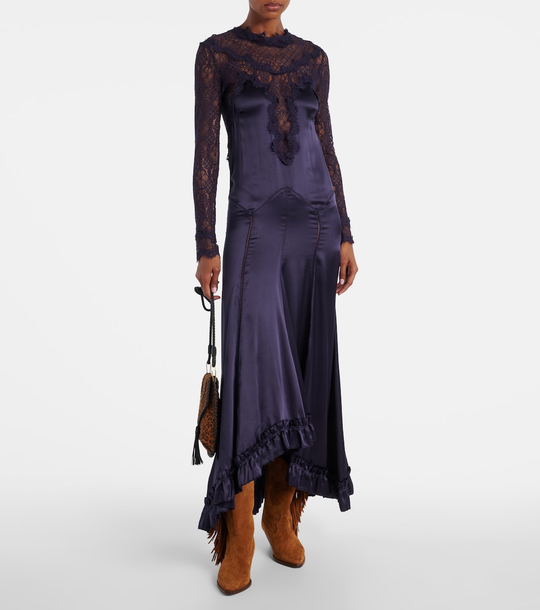 Dolores lace-trimmed silk-blend satin gown | Isabel Marant