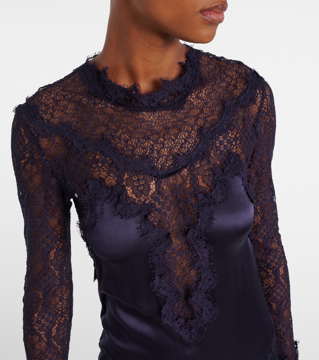 Dolores lace-trimmed silk-blend satin gown | Isabel Marant