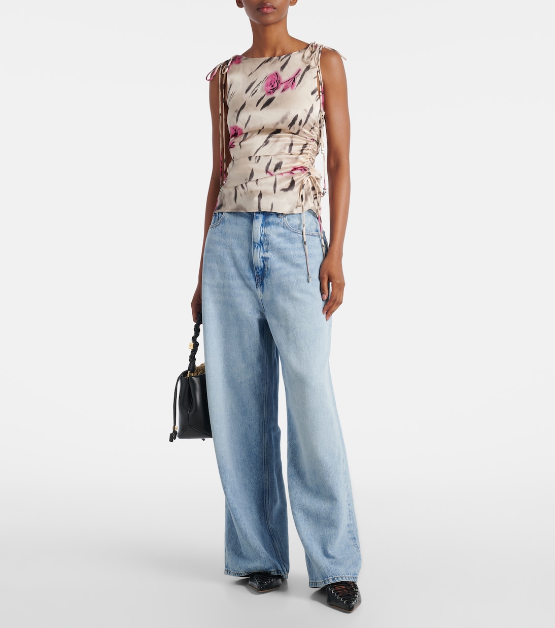 Bedrucktes Top aus Satin | Ganni