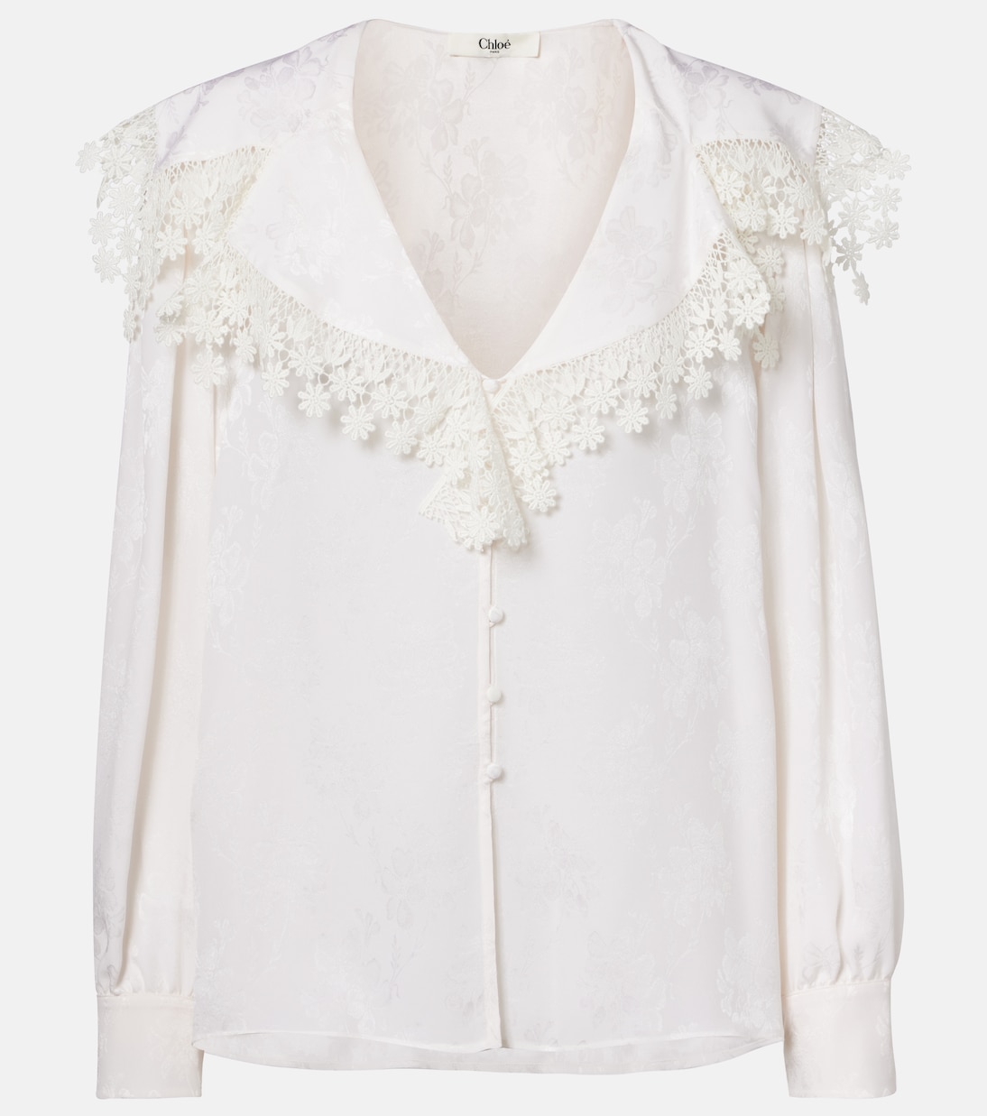 Bluse aus Seiden-Jacquard mit Spitze | Chloé