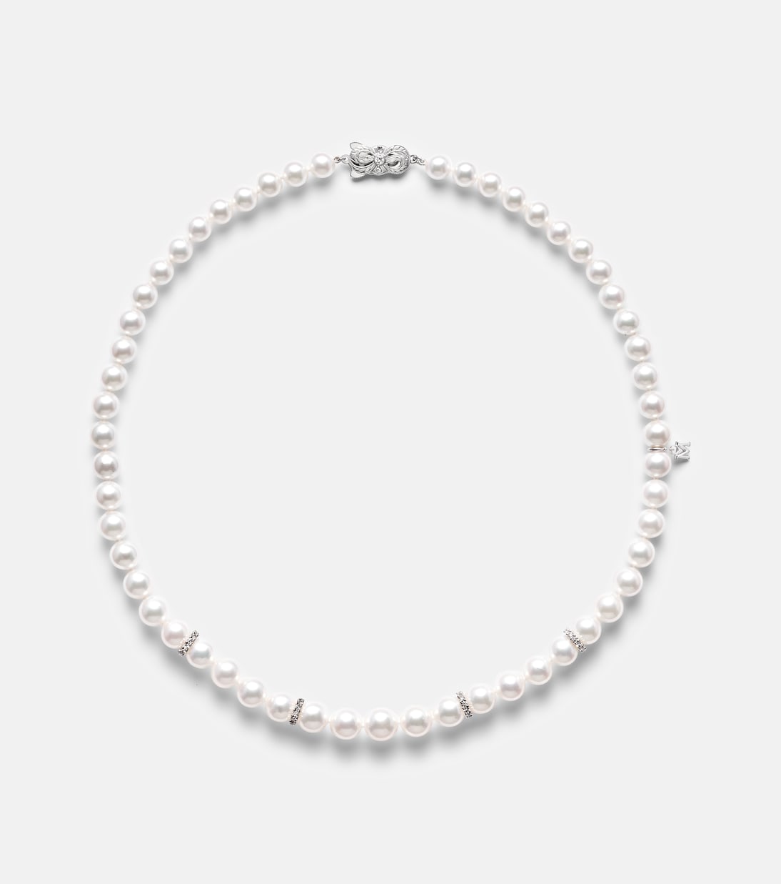 Collana in oro bianco 18kt con perle e diamanti | Mikimoto