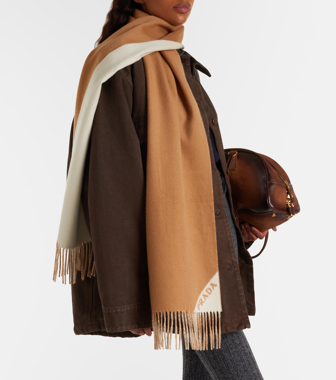 Fringed cashmere scarf | Prada