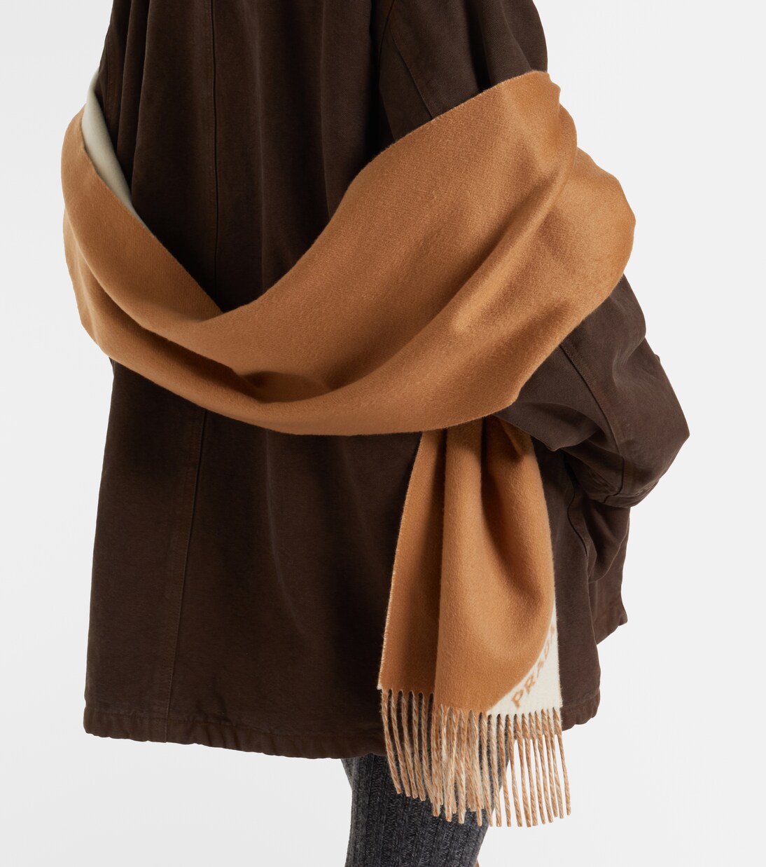 Fringed cashmere scarf | Prada