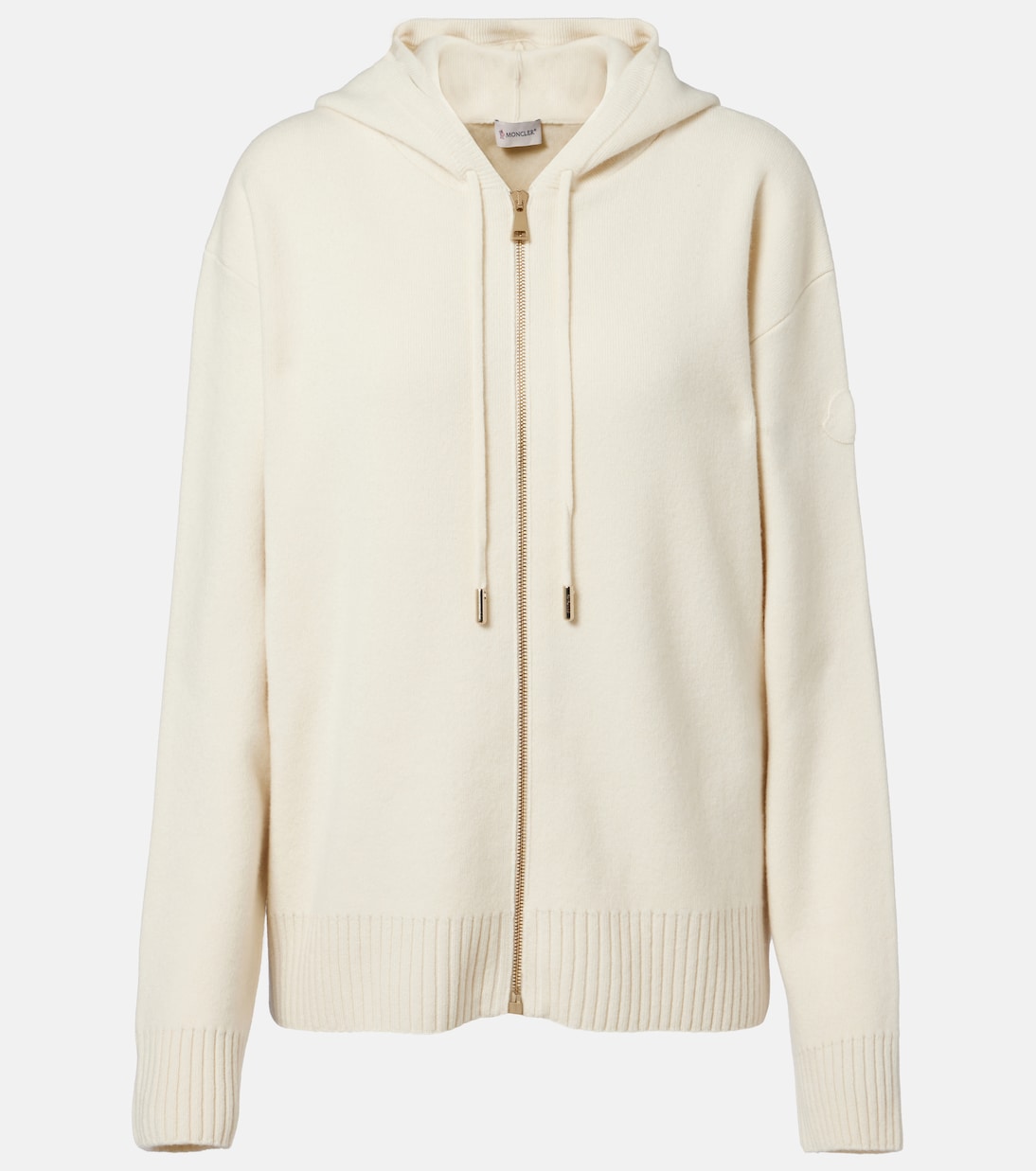 Hooded wool and cashmere zip-up cardigan | Moncler