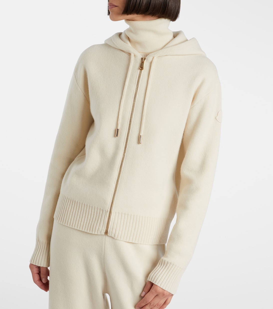 Hooded wool and cashmere zip-up cardigan | Moncler