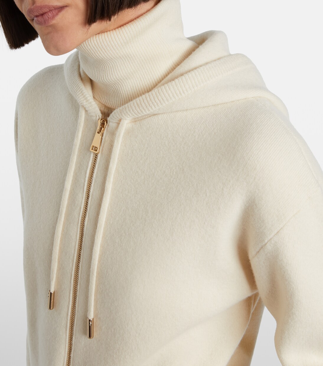 Hooded wool and cashmere zip-up cardigan | Moncler