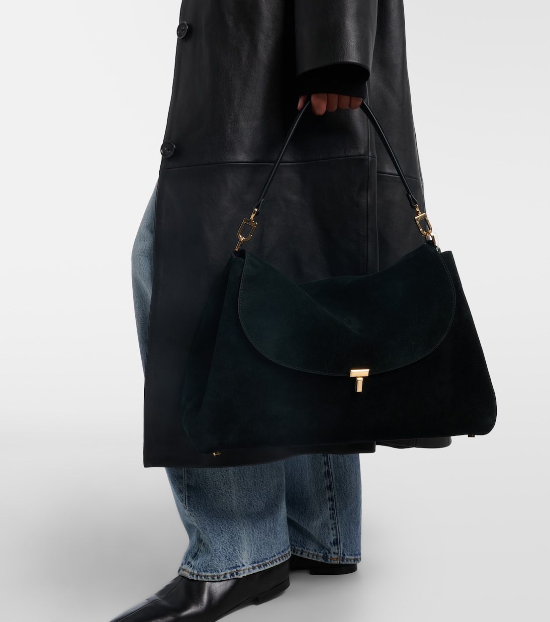 T-Lock suede shoulder bag | Toteme