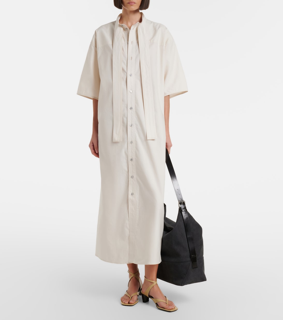 Tie-neck cotton and silk shirt dress | Lemaire